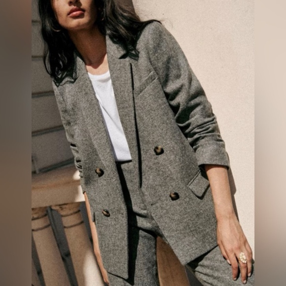 NWT Sézane Christie Blazer Jacket in Grey mottled Size 38/6 Rare Sold out